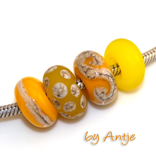 lot perles Murano • SRA • pour Pandora • jaune orange
