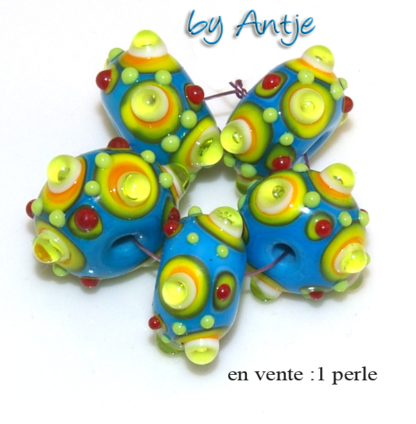 SRA • CREATION D' ART • 1 perle picots • turquoise